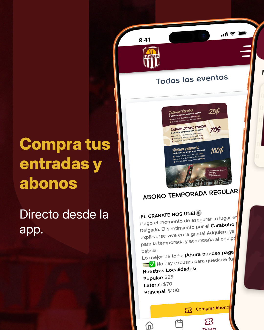 App Carabobo FC - Compra de entradas y abonos